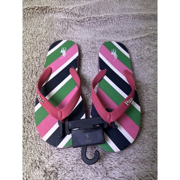 Polo Ralph Lauren Junior Flip Flops Pink Size 7 Sandal. - Picture 2 of 16
